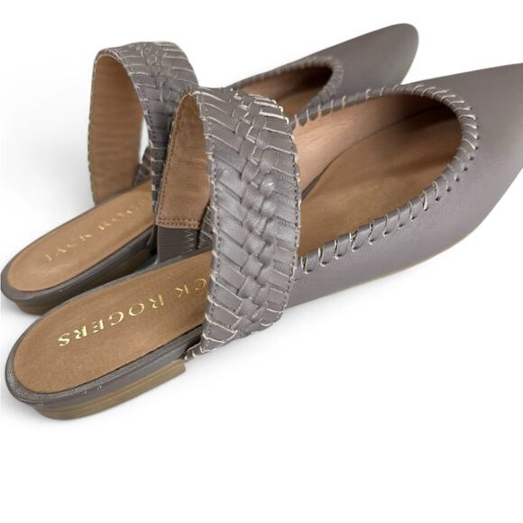 Jack Rogers Tinsley Pointed Slides Mules | Gray Whipstitch 8.5 Leather - Picture 8 of 11